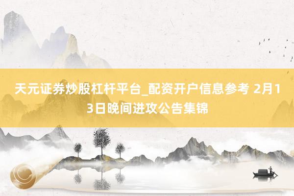 天元证券炒股杠杆平台_配资开户信息参考 2月13日晚间进攻公告集锦