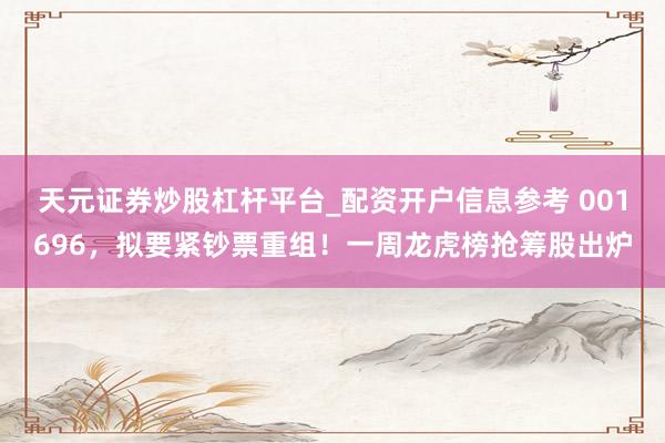 天元证券炒股杠杆平台_配资开户信息参考 001696，拟要紧钞票重组！一周龙虎榜抢筹股出炉