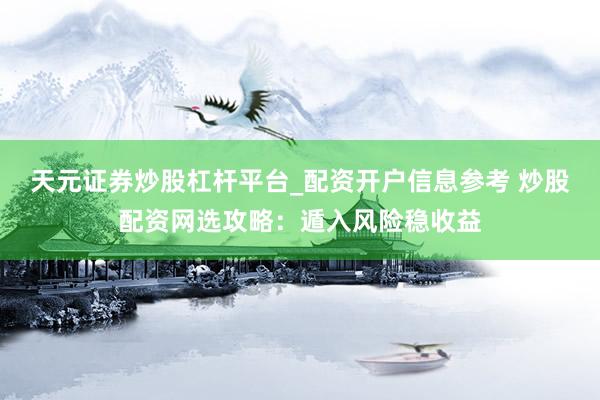 天元证券炒股杠杆平台_配资开户信息参考 炒股配资网选攻略:遁入风险稳收益