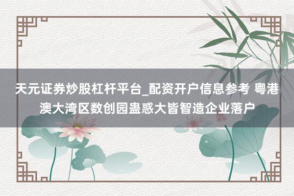 天元证券炒股杠杆平台_配资开户信息参考 粤港澳大湾区数创园蛊惑大皆智造企业落户