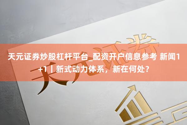 天元证券炒股杠杆平台_配资开户信息参考 新闻1+1｜新式动力体系，新在何处？